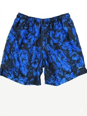 Speedo Men's Swim Trunks Blue Black Floral Tropical Board Shorts Size L